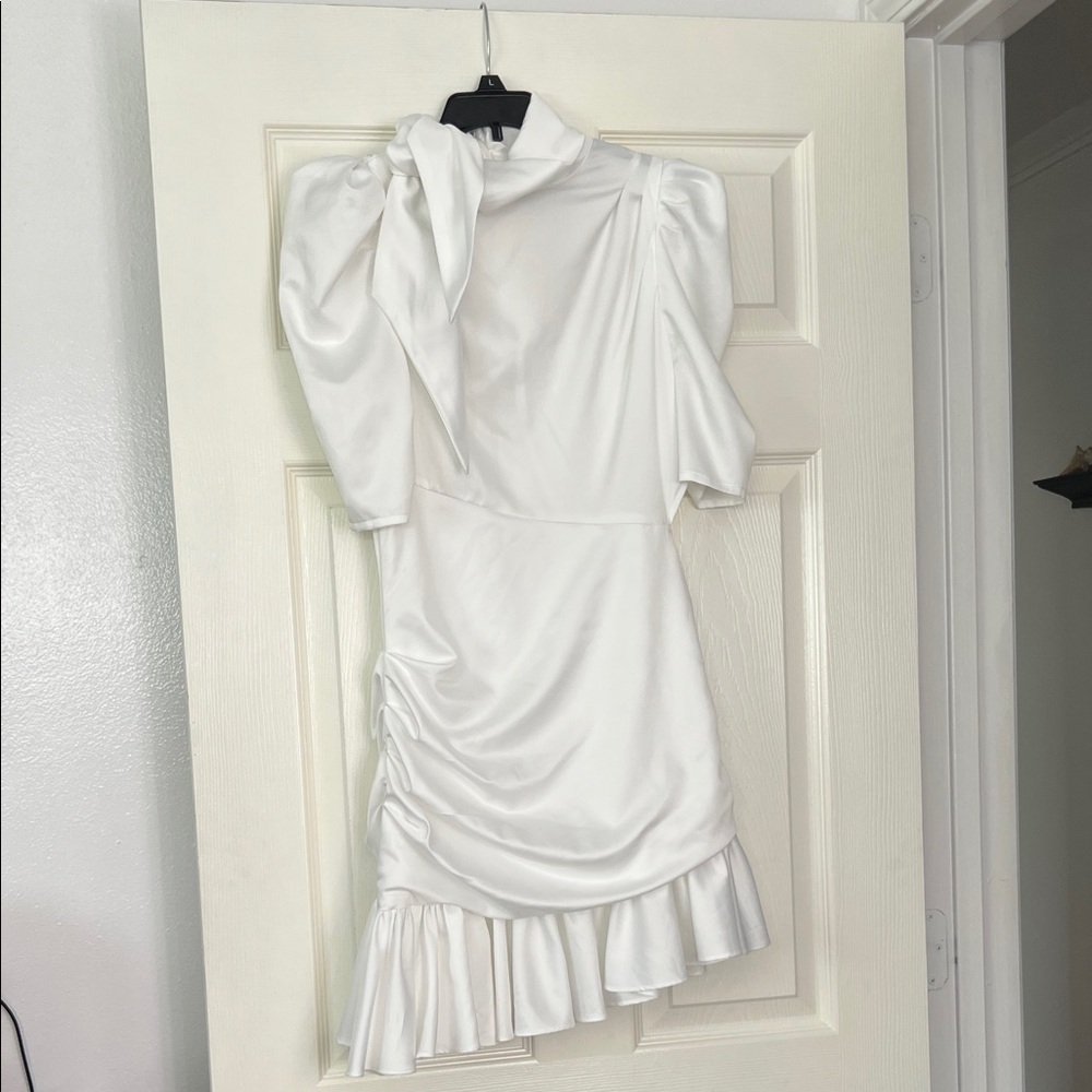 AKIRA White Satin Mini Dress